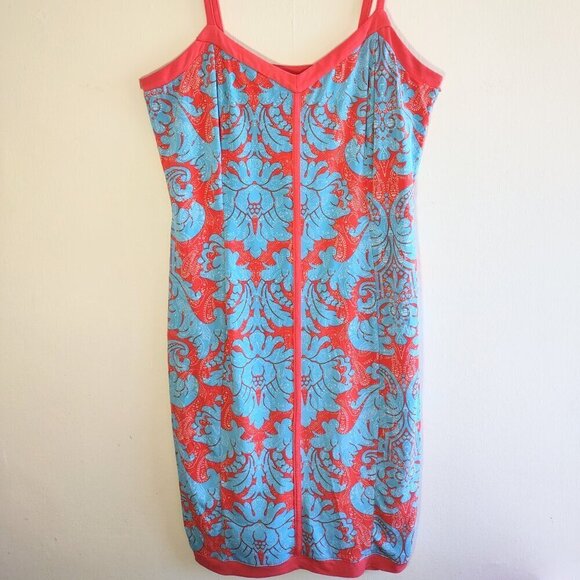 Nicole Miller Floral Paisley Sun Dress Resort Vacation Vibrant Boho Size Medium - Picture 2 of 8